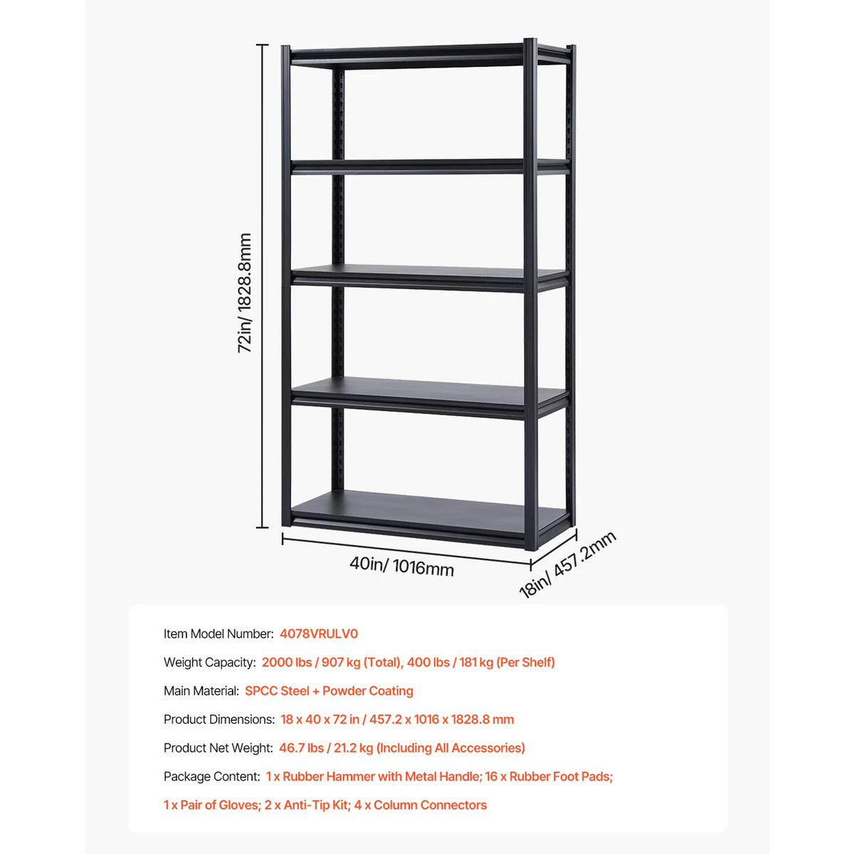 SucceBuy Adjustable Metal Storage Shelving Rack for Home or Garage