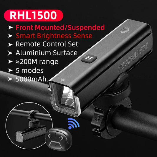 Rockbros Smart Adjustable Bicycle Light 5000mah Aluminum Alloy
