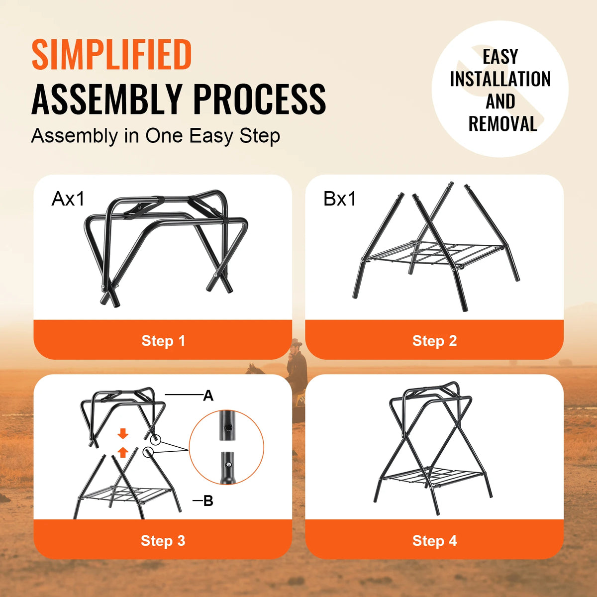 SucceBuy Folding Steel Saddle Rack For English And Western Saddles