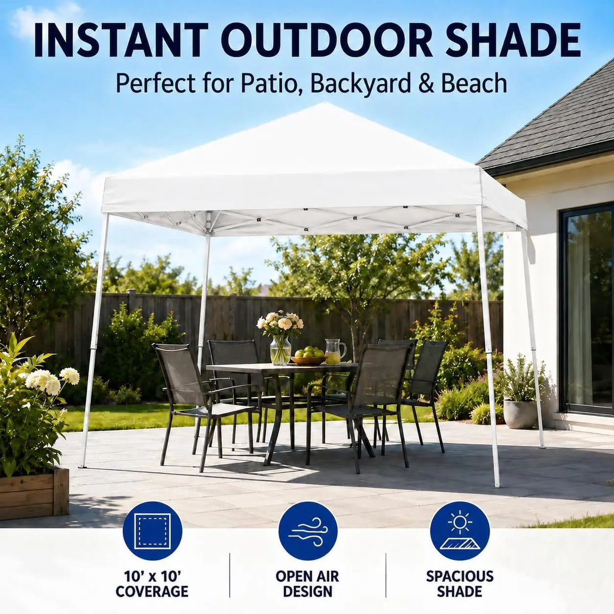 Tacleekii Instant Pop Up Canopy Tent With Heavy Steel Frame
